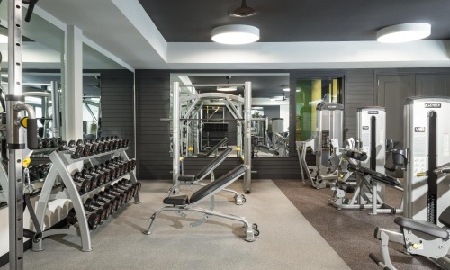 a gym with exercise equipment