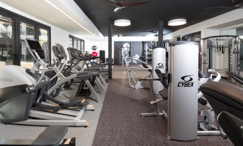 a gym with exercise equipment