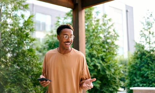 a man holding a phone